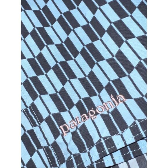 Mens PATAGONIA Wavefarer Blue Geometric Board Shorts Trunks 36 - Picture 4 of 5